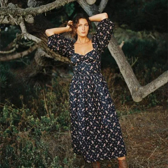 Christy Dawn - The Peyton Dress - Color Mums Ditsy Black - Size L - Picture 5 of 13